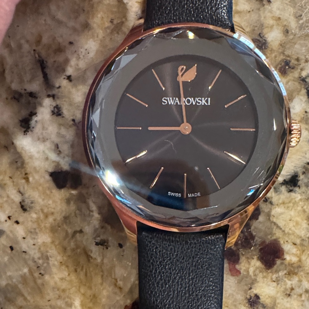 Swarovski Black and Rose Gold Crystalline Watch Excellent Condition